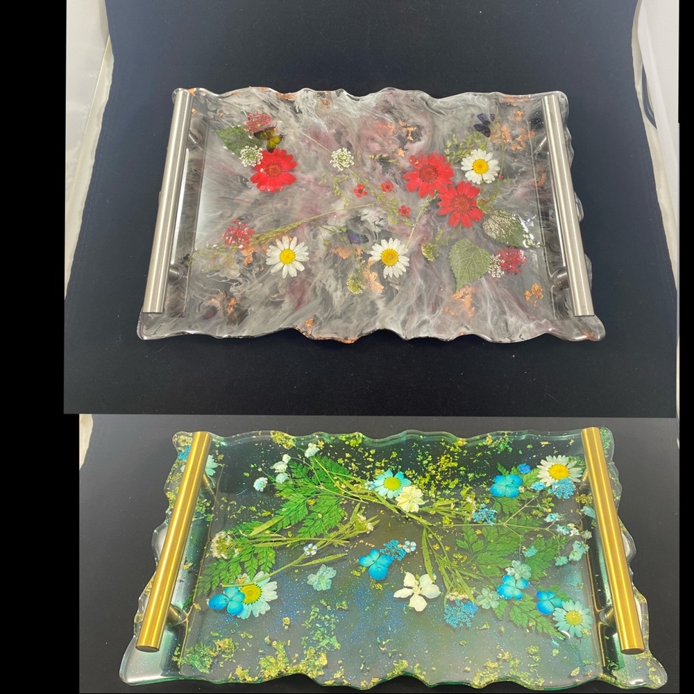 Gorgeous Trays Gray or Green Floral